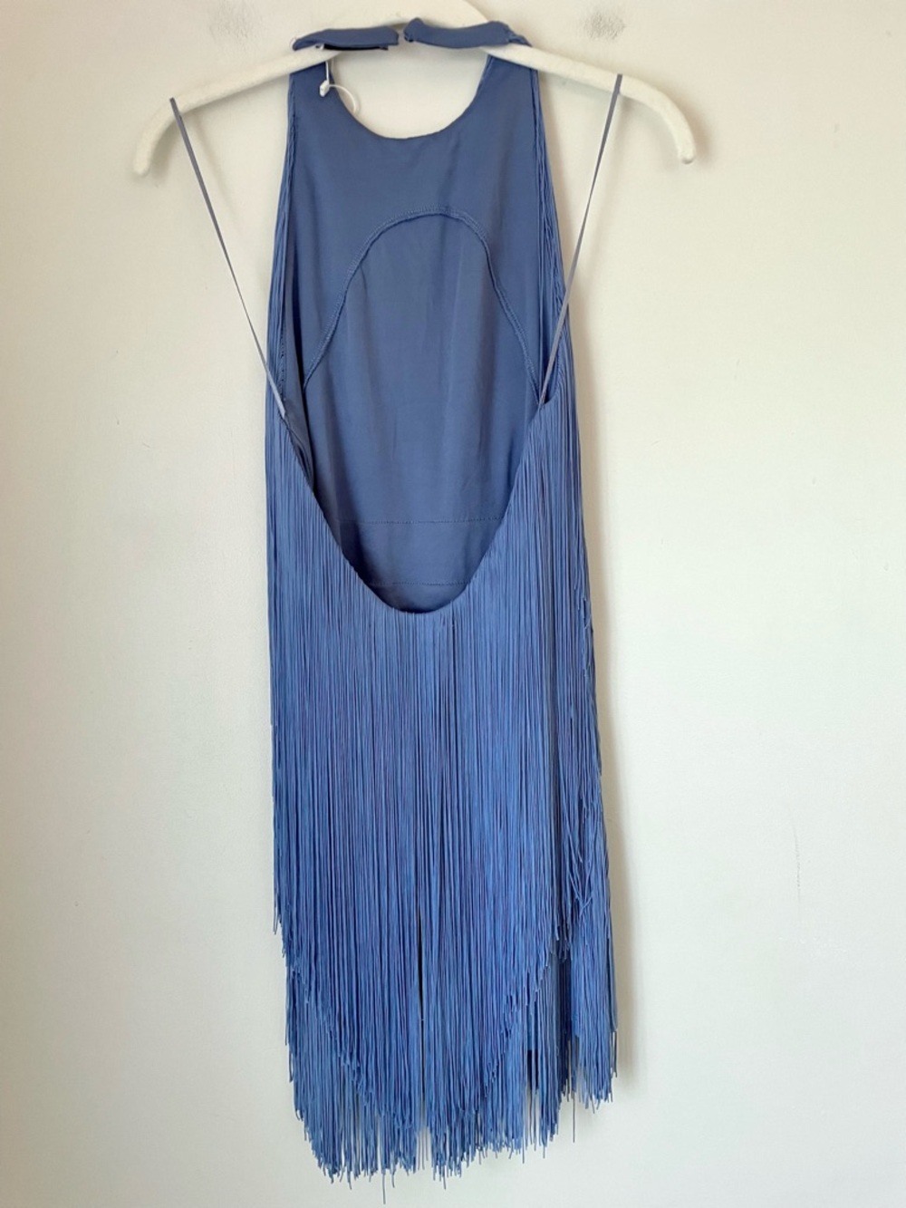 Rare Blogger Fave Zara Periwinkle Blue Fringe Halter Mini Dress Small - Picture 9 of 12